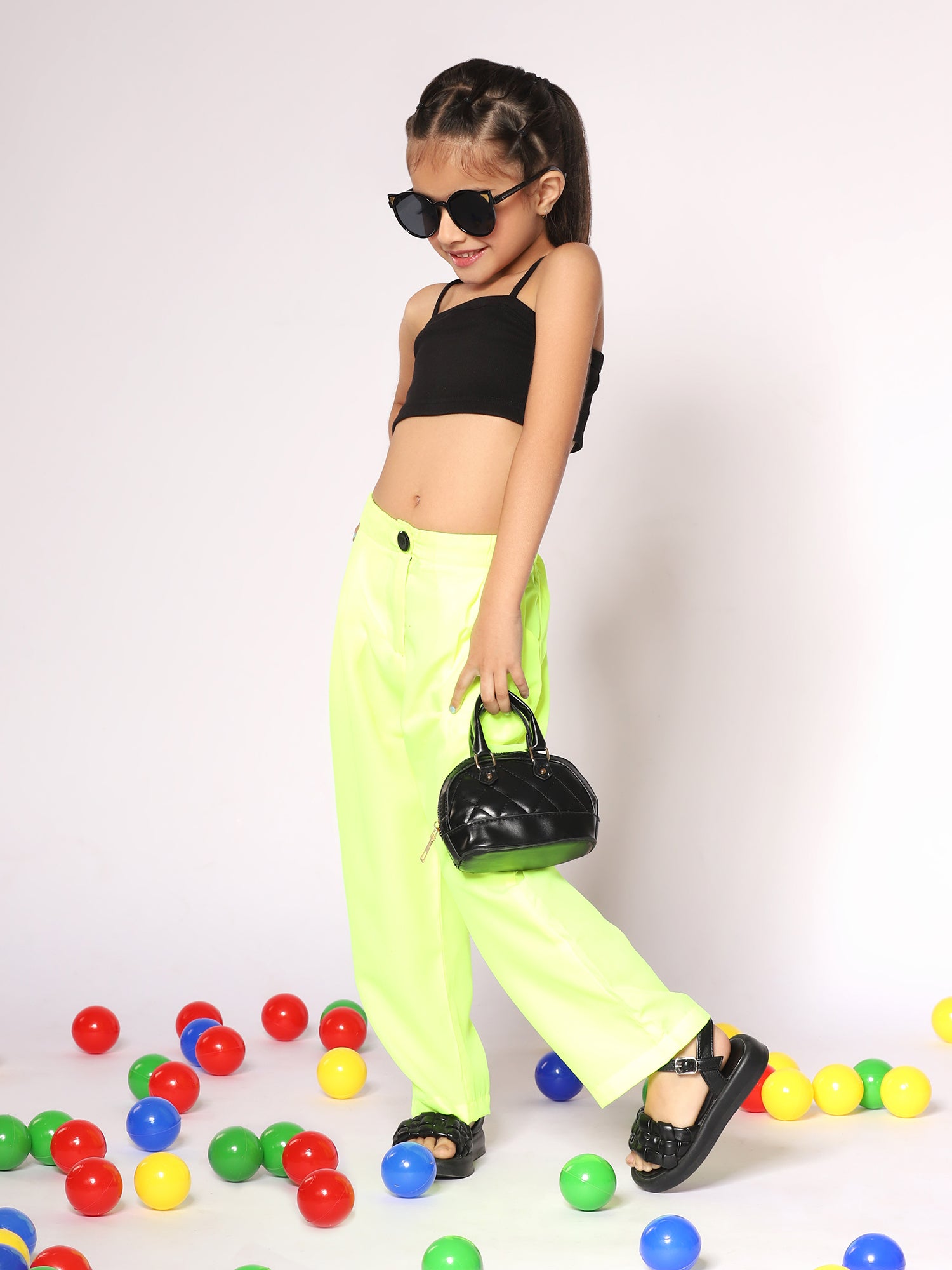 Neon Nights Crop Top and Loose-Fit Pant Set – Tiny Shadows
